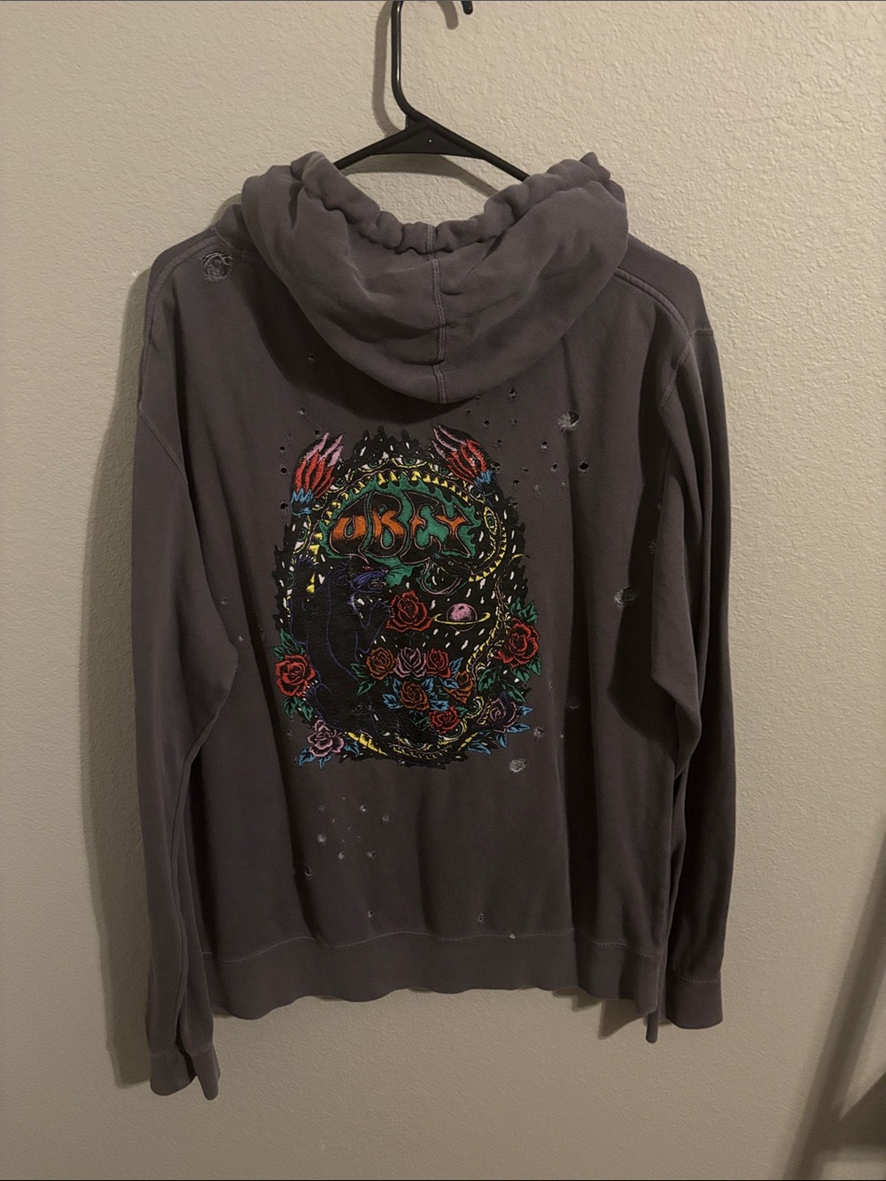 Obey Distressed Dark Gray Hoodie - Picture 2 of 3